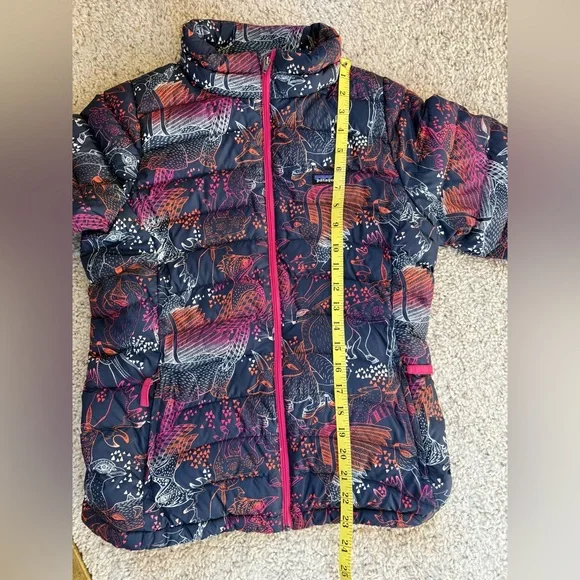 Patagonia Girls' Down Sweater Puffer XXL 16/18 Woodland Animal Print